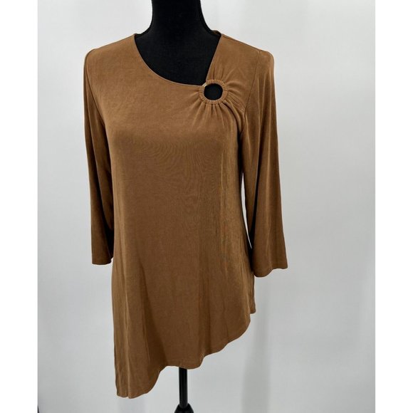 Chico's Tops - Travelers by Chico's Brown Slinky Asymmetrical Blouse Size 0- Small/4